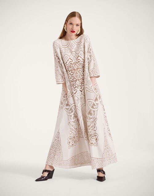 La Doublej Lacey Muumuu Dress Solid White Smoke In Embroidered Cotton