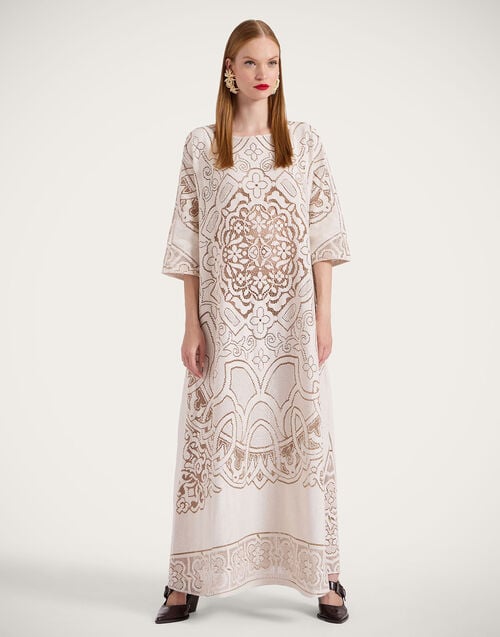 La Doublej Lacey Muumuu Dress Solid White Smoke In Embroidered Cotton