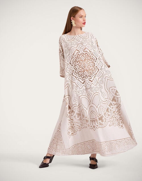 la doublej Lacey Muumuu Dress Solid White Smoke in Embroidered Cotton