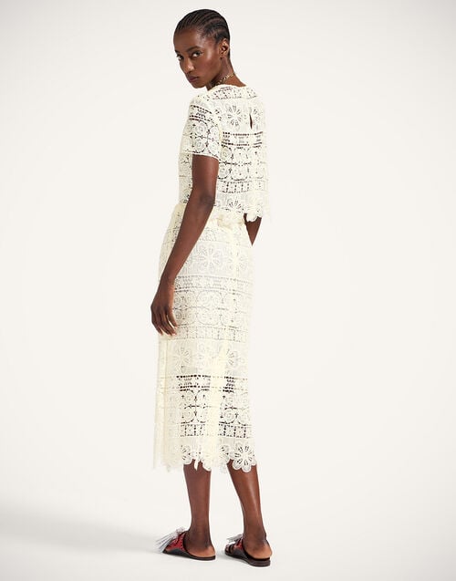 La Doublej Lacey Pencil Skirt Caper Light Yellow In Macramé