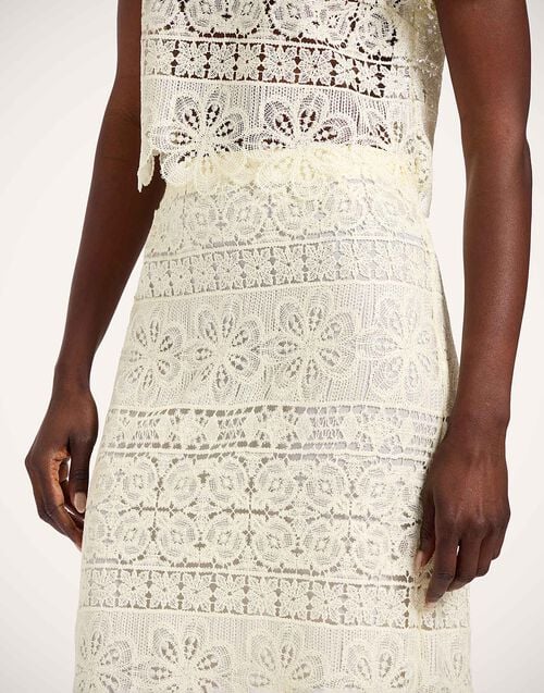 La Doublej Lacey Pencil Skirt Caper Light Yellow In Macramé