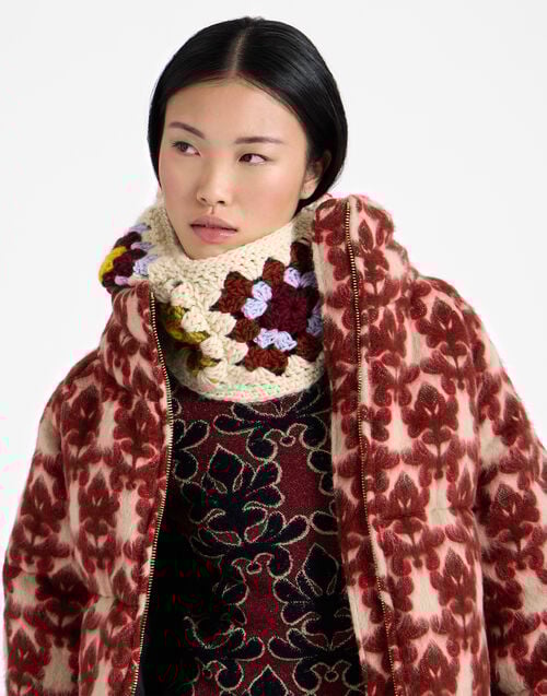 La Doublej Lacey Snood Flower Tile Ivory In Wool Crochet