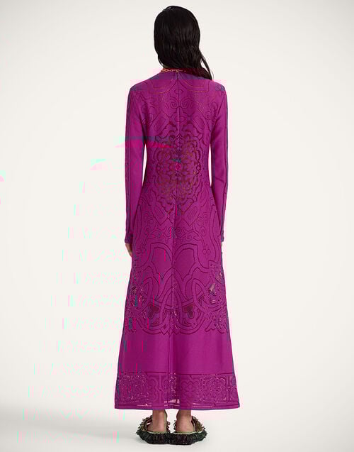 La Doublej Lacey Swing Dress Solid Purple In Embroidered Cotton