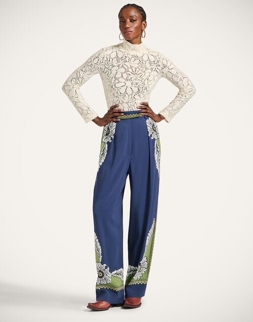 La Doublej Lacey Turtleneck Solid Off White In Wool Lace