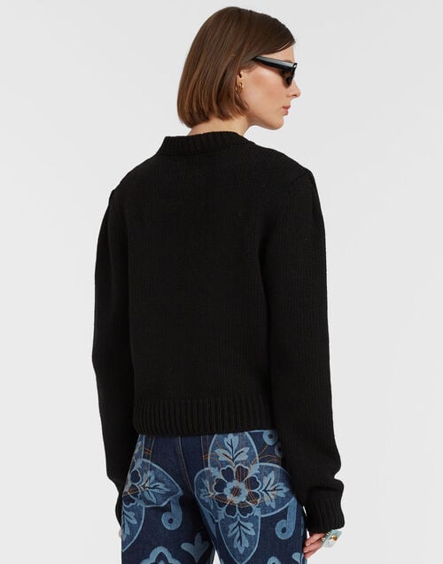 La Doublej Lampone Sweater Black In Wool Embroidered