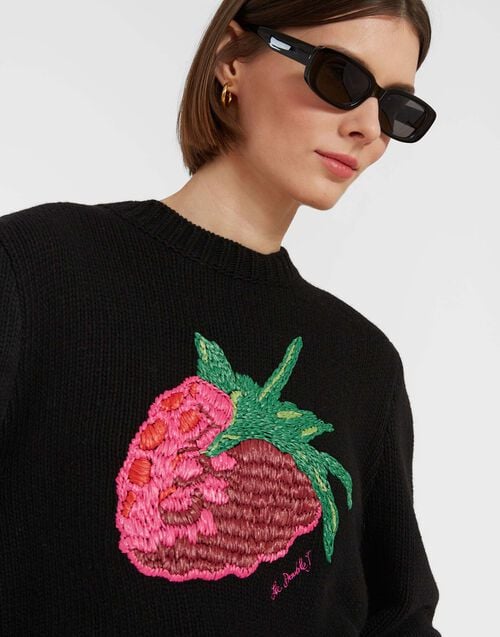 La Doublej Lampone Sweater Black In Wool Embroidered