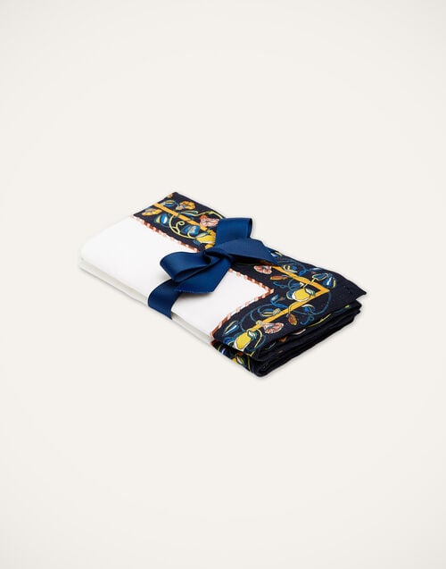 la doublej Large Napkins Set Of 2 Borboni Blue in Linen