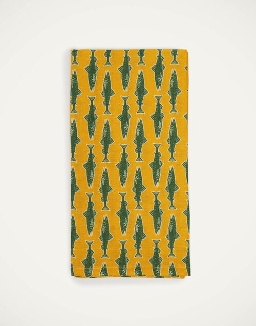 La Doublej Large Napkins Set Of 2 Como Fish Yellow Small In Linen