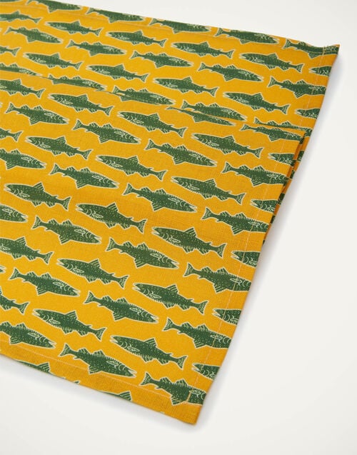 La Doublej Large Napkins Set Of 2 Como Fish Yellow Small In Linen