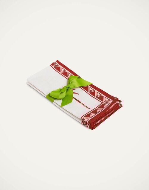 la doublej Large Napkins Set Of 2 Date Palms Brick in Linen