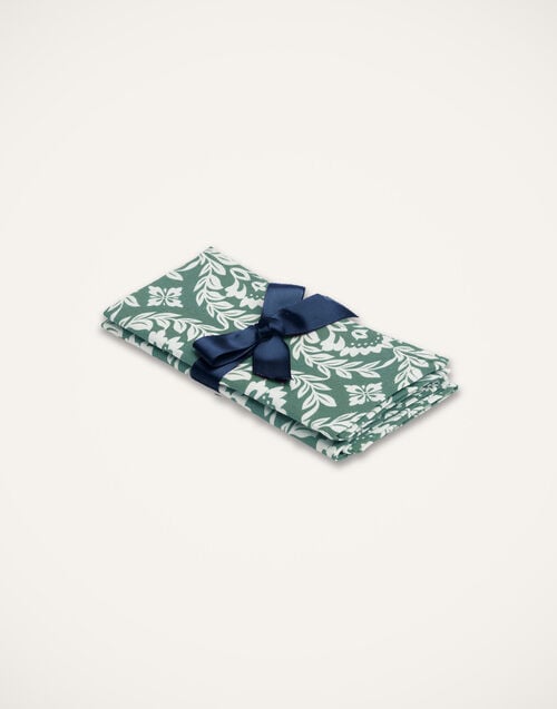 la doublej Large Napkins Set Of 2 Green Garland in Linen