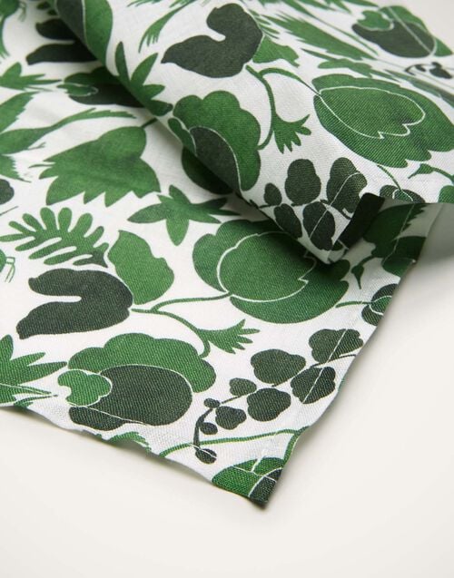 La Doublej Large Napkins Set Of 2 Wildbird Verde Small In Linen
