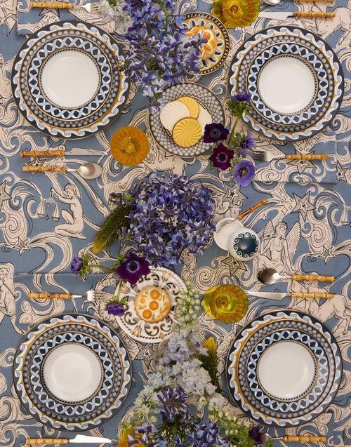 La Doublej Large Tablecloth Cosmos Light Blue In Linen