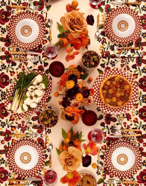 La Doublej Large Tablecloth Windflower Placée Bordeaux In Linen