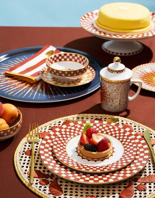 La Doublej Lidded Mug Sunrays Multicolor In Porcelain