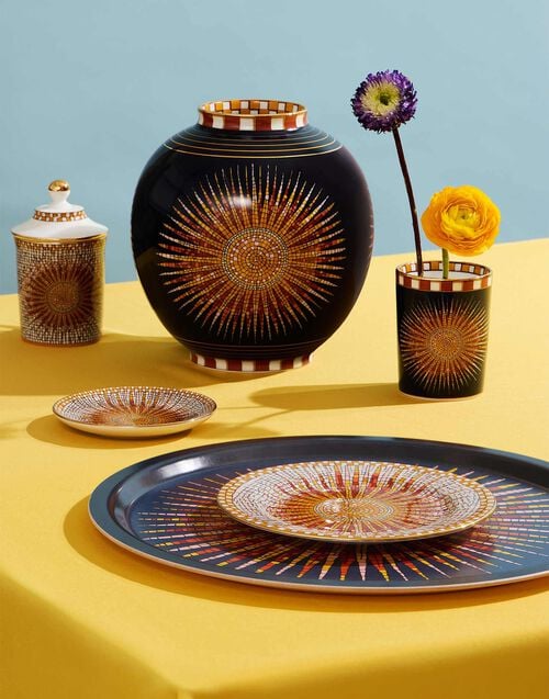 La Doublej Lidded Mug Sunrays Multicolor In Porcelain