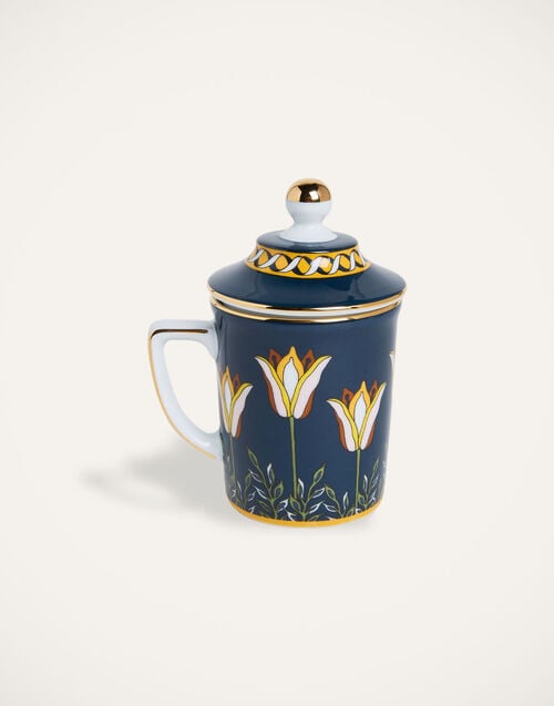 la doublej Lidded Mug Tyrrhenia Tulyps in Porcelain
