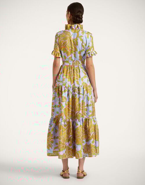 La Doublej Long And Sassy Dress Tangle Light Blue In Silk Twill