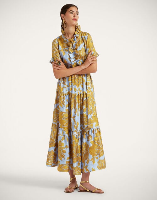 La Doublej Long And Sassy Dress Tangle Light Blue In Silk Twill
