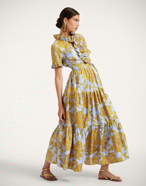 la doublej Long And Sassy Dress Tangle Light Blue in Silk Twill