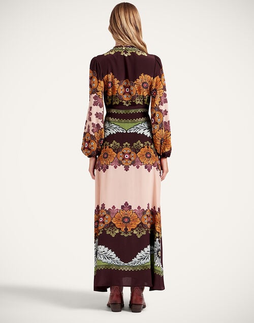 La Doublej Long Camerino Dress Bounty Placée Burgundy In Crepe De Chine