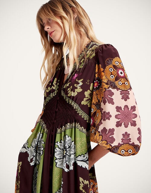 La Doublej Long Camerino Dress Bounty Placée Burgundy In Crepe De Chine