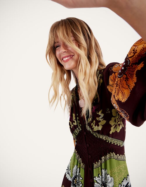 La Doublej Long Camerino Dress Bounty Placée Burgundy In Crepe De Chine