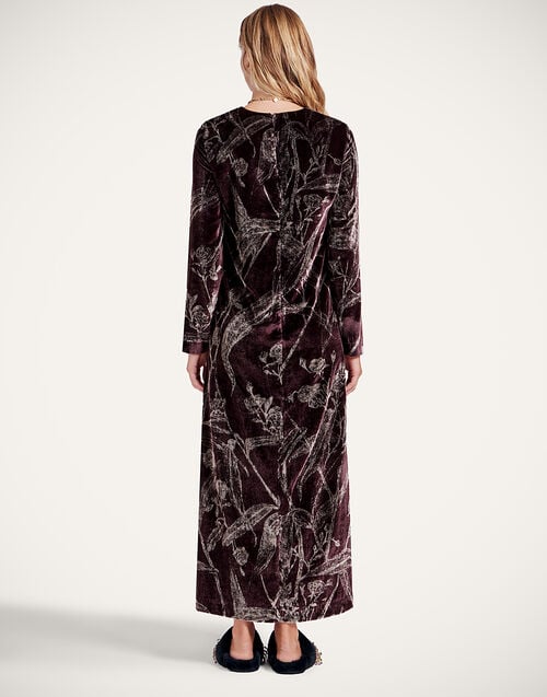 La Doublej Long Sleeve Swing Dress Bamboo Burgundy In Viscose Mix