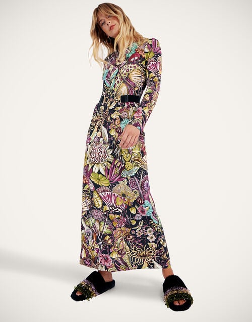 La Doublej Long Sleeve Swing Dress Fun-Gi Green In Flowy Jersey