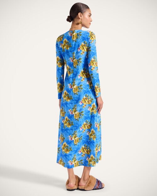 La Doublej Long Sleeve Swing Dress Riptide Light Blue In Sable