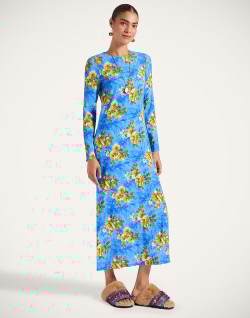 la doublej Long Sleeve Swing Dress Riptide Light Blue in Sable