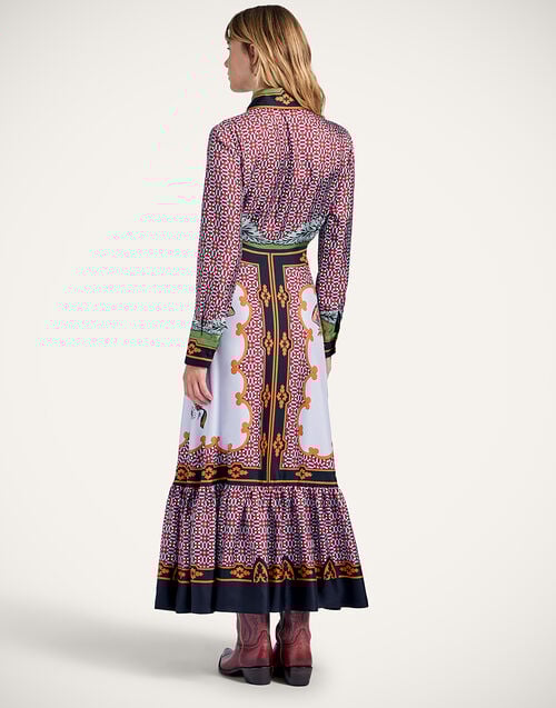 La Doublej Long Sleeves San Pietro Dress Mariposa Placée Celeste In Silk Twill