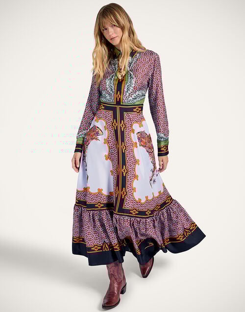 La Doublej Long Sleeves San Pietro Dress Mariposa Placée Celeste In Silk Twill