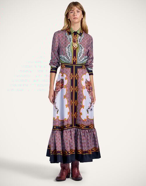 la doublej Long Sleeves San Pietro Dress Mariposa Placée Celeste in Silk Twill