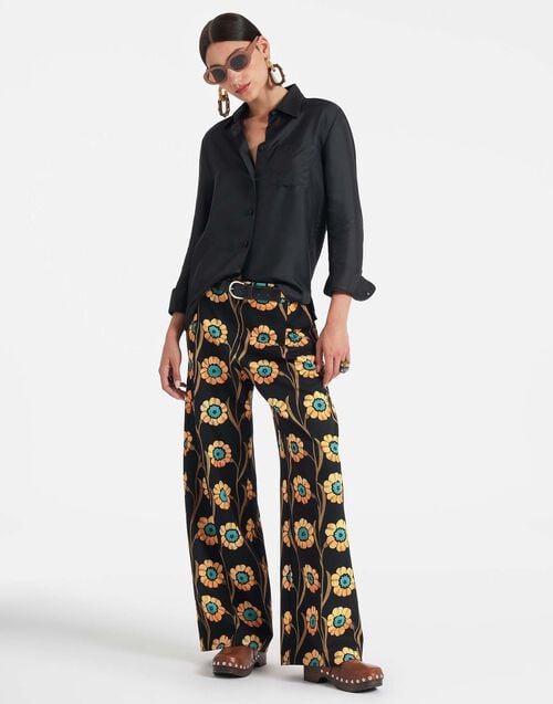 la doublej Loose Pants Daisychain Black in Compact Jersey