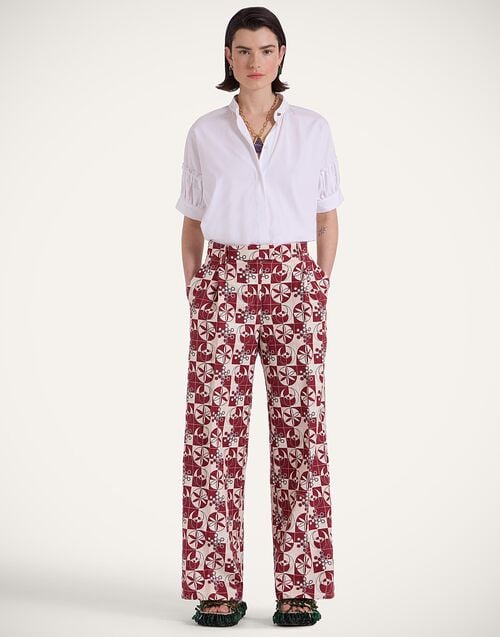 La Doublej Loose Pants Eclipse Burgundy In Rustic Cotton