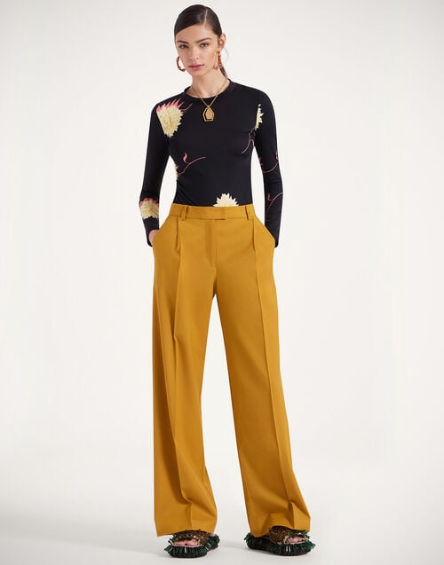 la doublej Loose Pants Solid Dark Yellow in Stretch Wool
