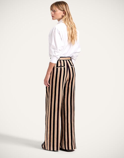La Doublej Loose Pants Stripes Light Beige In Corduroy