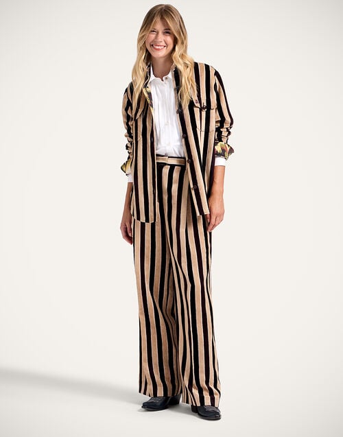 la doublej Loose Pants Stripes Light Beige in Corduroy