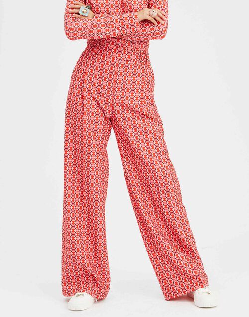 La Doublej Loose Pants Sugar Rush Red In Compact Jersey