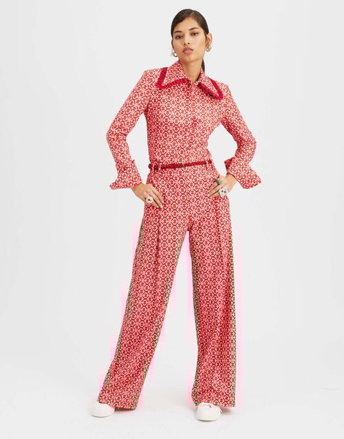 la doublej Loose Pants Sugar Rush Red in Compact Jersey