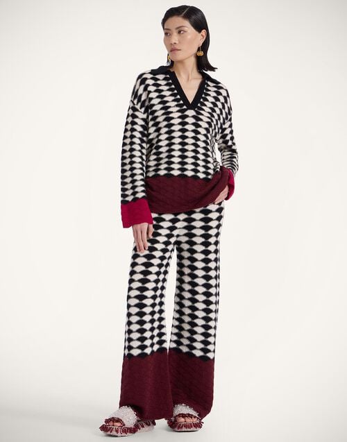 la doublej Lounge Pants Multicolor Black & White in Wool