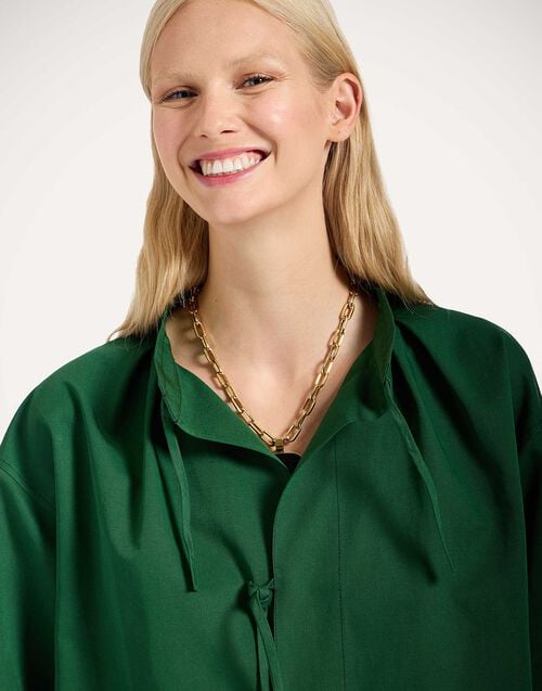 La Doublej Love Child Shirt Solid Dark Green In Cotton Linen