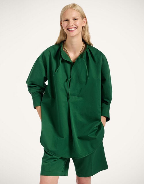 la doublej Love Child Shirt Solid Dark Green in Cotton Linen