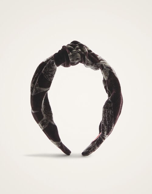 La Doublej Love Knot Headband Bamboo Burgundy In Viscose Mix