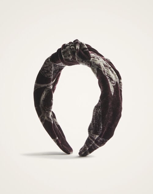 La Doublej Love Knot Headband Bamboo Burgundy In Viscose Mix