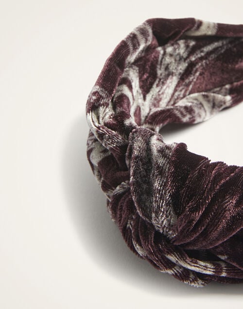 La Doublej Love Knot Headband Bamboo Burgundy In Viscose Mix