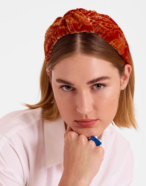 La Doublej Love Knot Headband Banquet Orange In Devoré