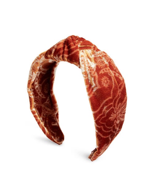 la doublej Love Knot Headband Banquet Orange in Devoré