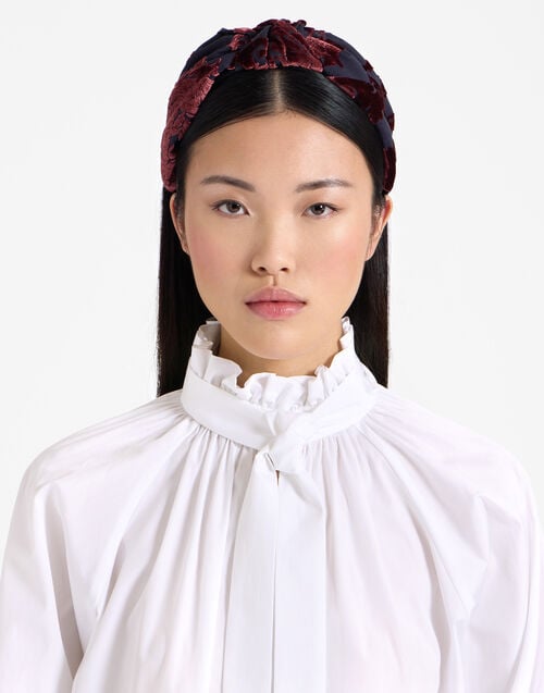 la doublej Love Knot Headband Cherubs Blue in Devoré Velvet